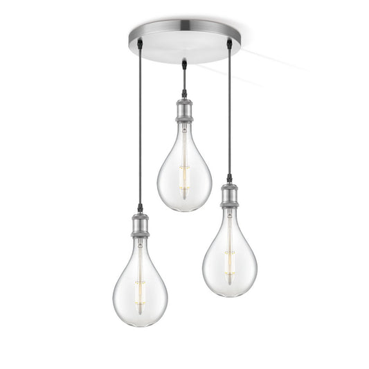 Home Sweet Home hanglamp chroom rond Pear 3L G160 dimbaar E27 helder