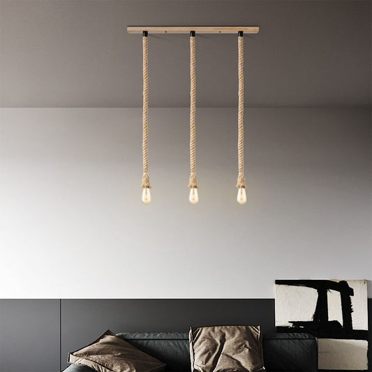 Home Sweet Home Hanglamp Leonardo - hout en scheepstouw - 95x12x130cm