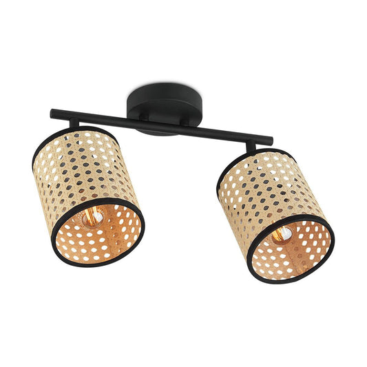 Home Sweet Home Landelijke LED Opbouwspot Rotan 2L - Zwart