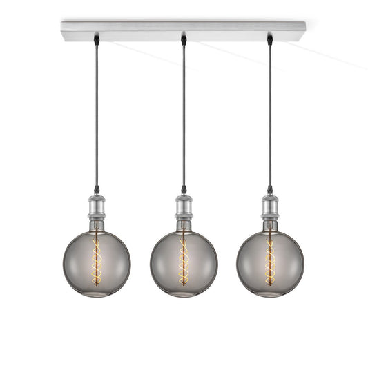 Home Sweet Home hanglamp chroom vintage LED 3L G180 dimbaar E27 rook
