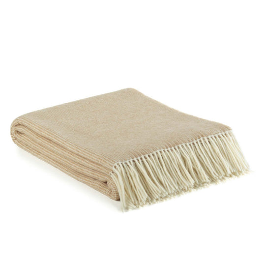 Plaiddeken van merinowol Portofino beige