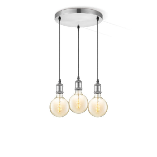 Home Sweet Home hanglamp chroom rond Spiraal 3L G260 dimbaar E27 amber