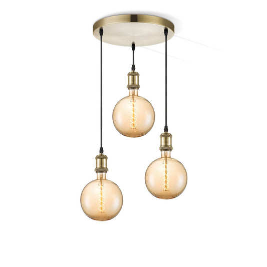 Home Sweet Home hanglamp brons vintage rond - 3 LED -dimbaar E27 amber
