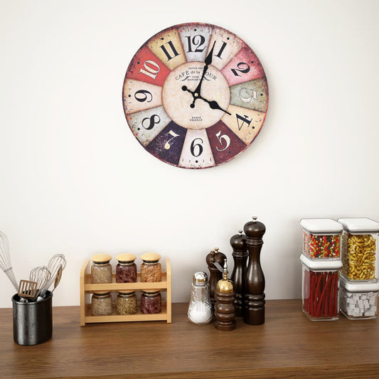 Wandklok Vintage Stijl Meerkleurig