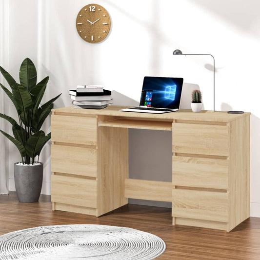 Schrijftafel 140X50X77 Cm Bewerkt Hout Kleurig