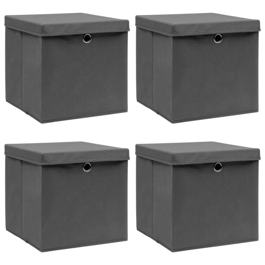 Opbergboxen Met Deksel 32X32X32 Cm Stof Grijs