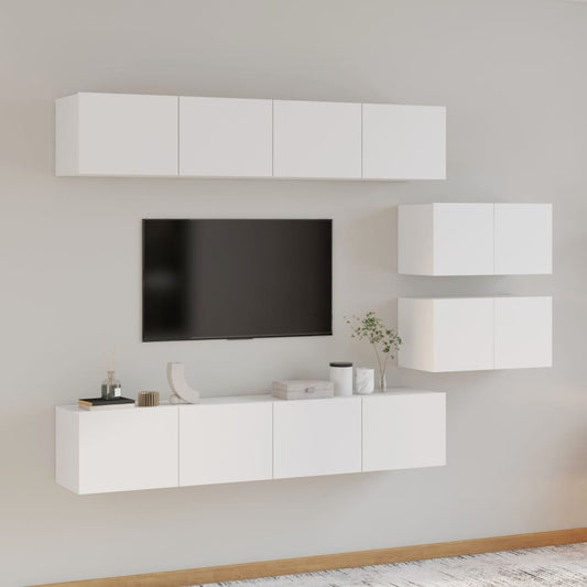 6-Delige Tv-Meubelset Bewerkt Hout
