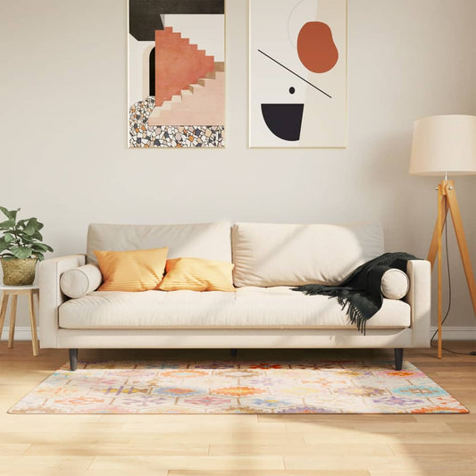 Vloerkleed Wasbaar Anti-Slip Meerkleurig Blauw En Wit