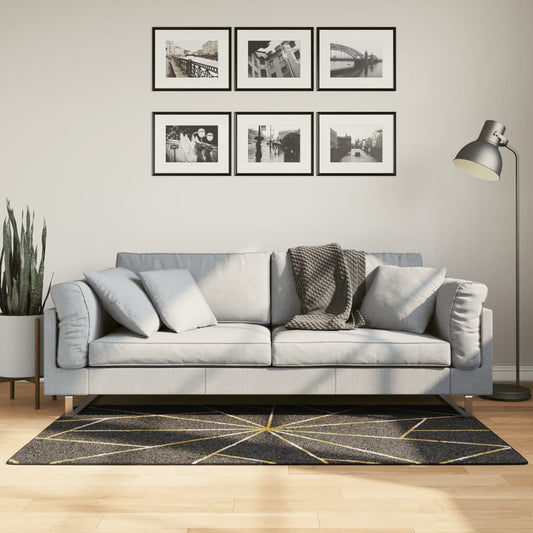 Vloerkleed Wasbaar Anti-Slip Kleurig Zwart En Goud