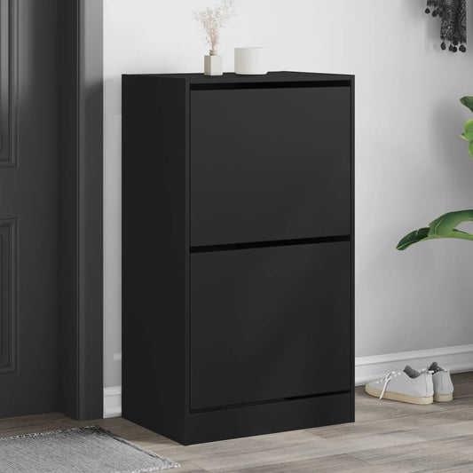 Schoenenkast Met 2 Klaplades Zwart