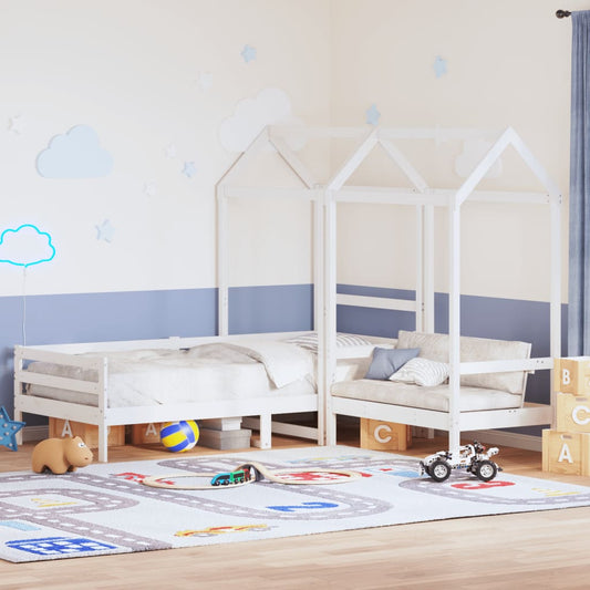 Kinderbed Met Huisje En Bankje Massief Grenenhout