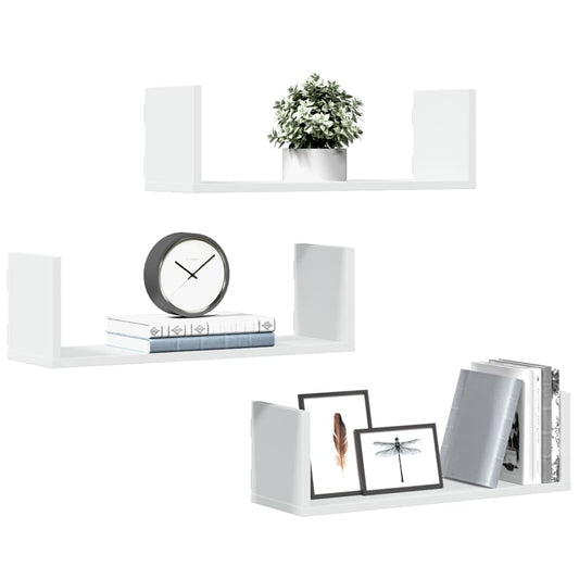 Wandschappen 3 St Bewerkt Hout