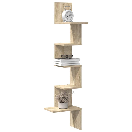 Hoekwandschap 32X32X127,5 Cm Bewerkt Hout Kleurig