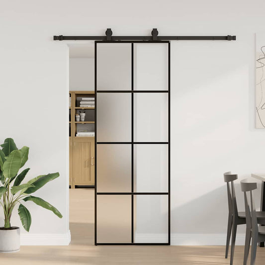 Schuifdeur Met Beslagset 76X205 Cm Esg Glas Zwart