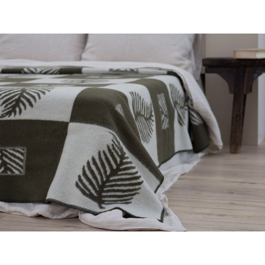 Merinowollen beddeken LEAF groen