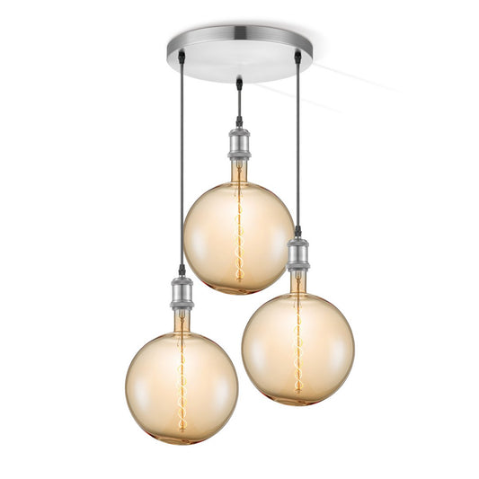 Home Sweet Home hanglamp chroom rond Globe 3 LED -dimbaar E27 amber