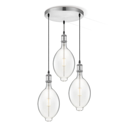 Home Sweet Home hanglamp chroom rond Ovaal 3L G180 dimbaar E27 helder