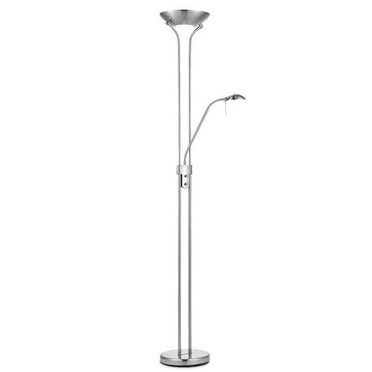 Home Sweet Home LED Uplight Vloerlamp - Klassiek Geborsteld staal