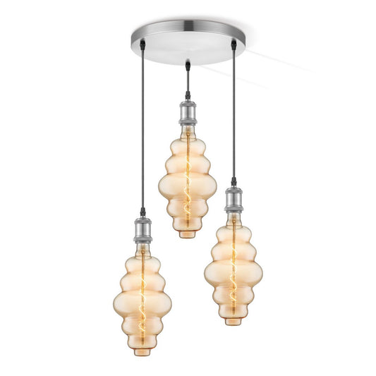 Home Sweet Home hanglamp chroom rond Cloud 3L G160 dimbaar E27 amber