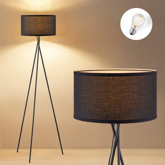 Home Sweet Home Moderne Vloerlamp - Lampenkap zwart - 53x53x138